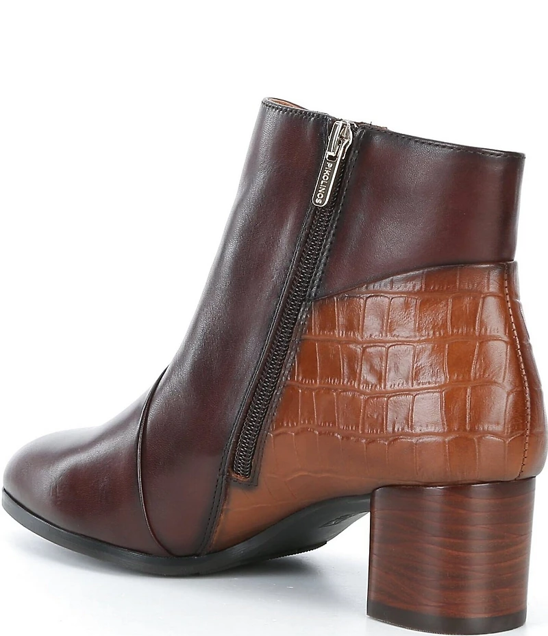 Pikolinos Calafat Leather Croco Embossed Leather Booties