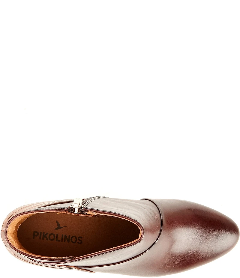 Pikolinos Calafat Leather Croco Embossed Leather Booties