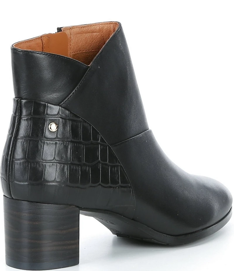 Pikolinos Calafat Leather Croco Embossed Leather Booties