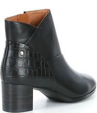 Pikolinos Calafat Leather Croco Embossed Leather Booties
