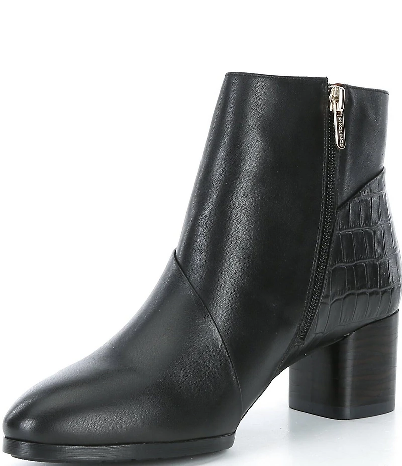 Pikolinos Calafat Leather Croco Embossed Leather Booties