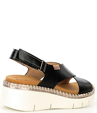 Pikolinos Gomera W0k Leather Cross Strap Platform Wedge Sandals