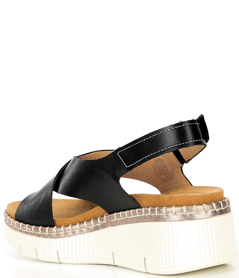 Pikolinos Gomera W0k Leather Cross Strap Platform Wedge Sandals