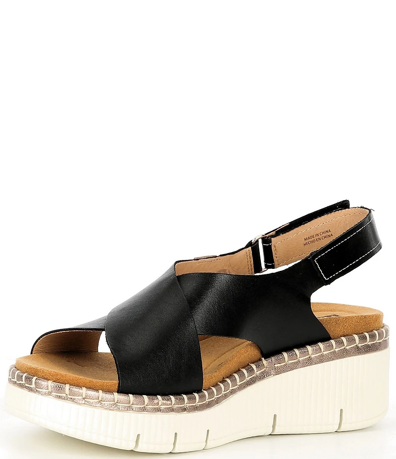 Pikolinos Gomera W0k Leather Cross Strap Platform Wedge Sandals