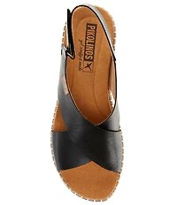 Pikolinos Gomera W0k Leather Cross Strap Platform Wedge Sandals