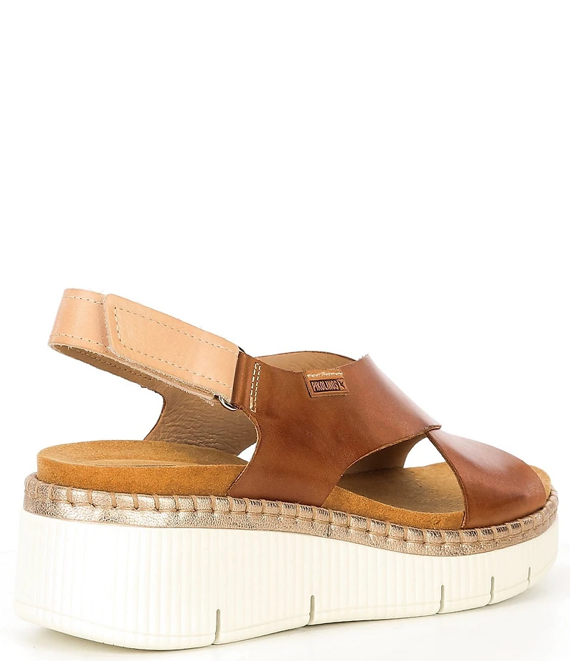 Pikolinos Gomera W0k Leather Cross Strap Platform Wedge Sandals
