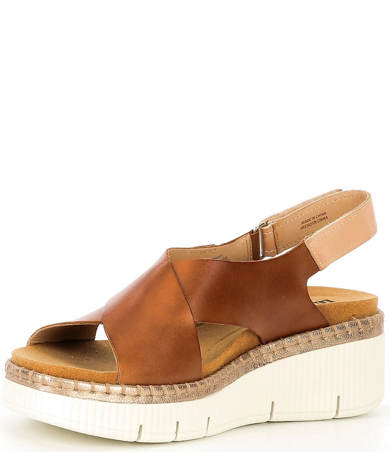 Pikolinos Gomera W0k Leather Cross Strap Platform Wedge Sandals
