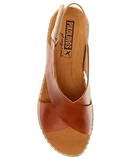 Pikolinos Gomera W0k Leather Cross Strap Platform Wedge Sandals