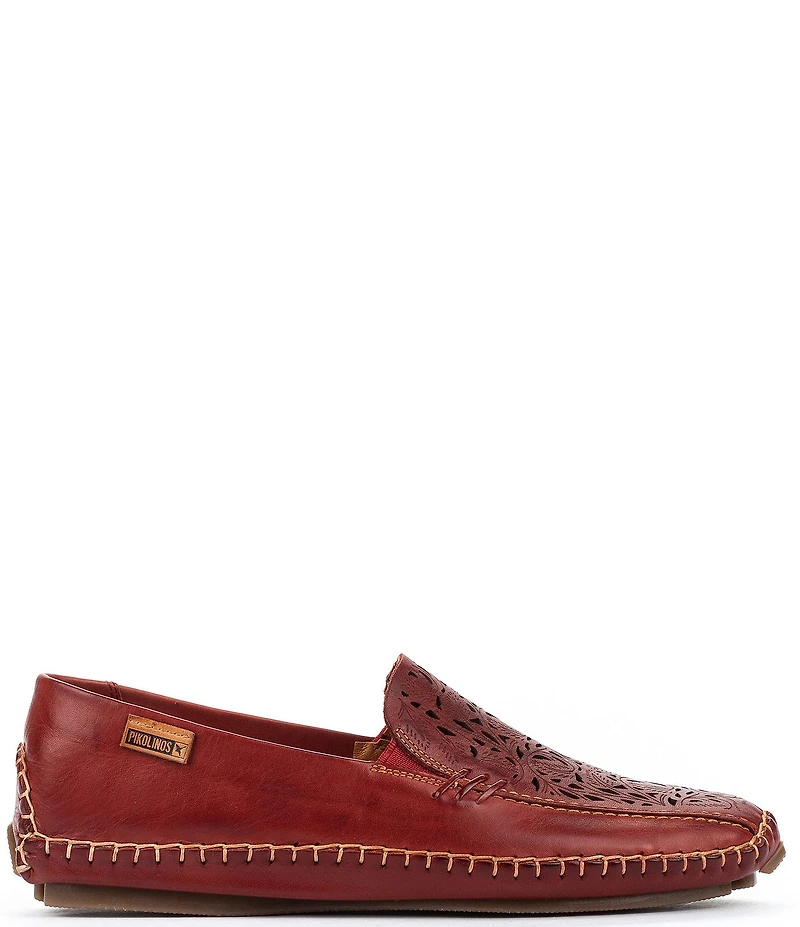 Pikolinos Jerez Floral Leather Cut-Out Detail Slip-On Moccasins