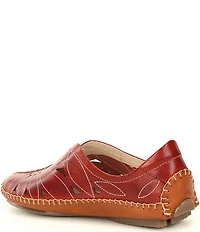 Pikolinos Jerez Floral Leather Cut-Out Detail Slip-On Moccasins