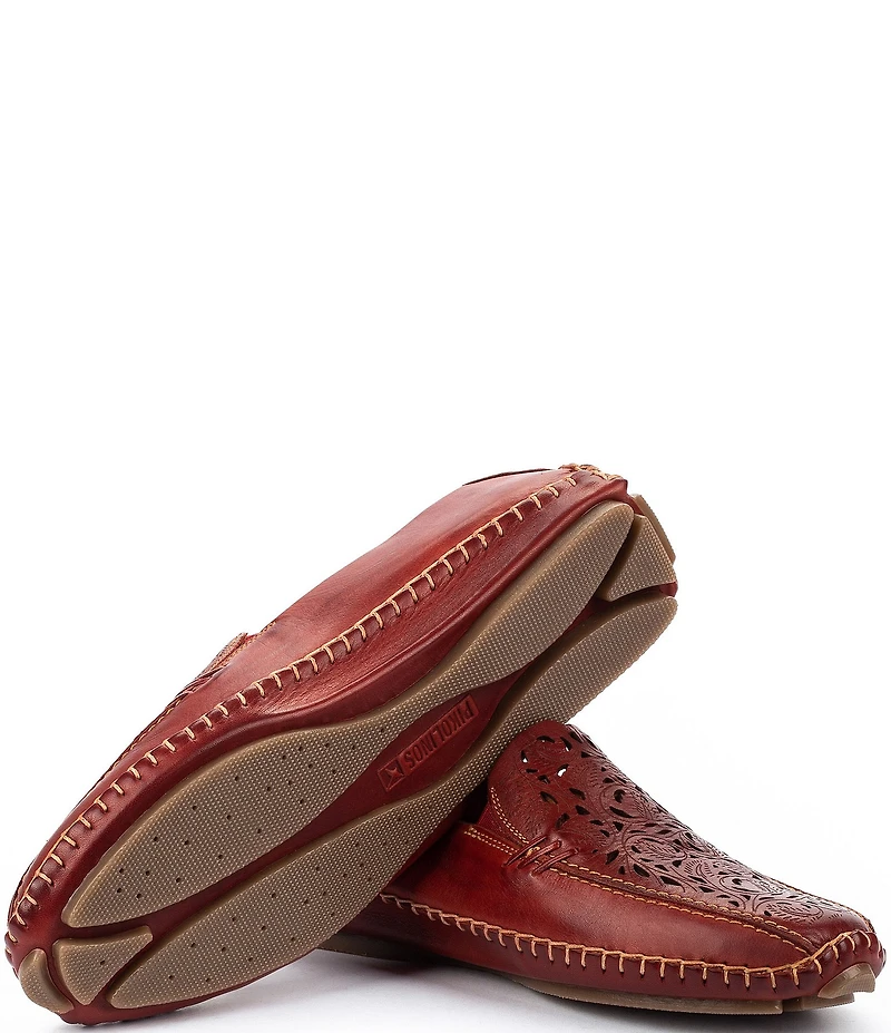 Pikolinos Jerez Floral Leather Cut-Out Detail Slip-On Moccasins