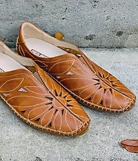 Pikolinos Jerez Floral Leather Cut-Out Detail Slip-On Moccasins