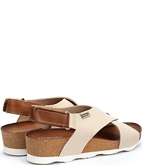 Pikolinos Mahon Leather Cross Strap Platform Wedge Sandals