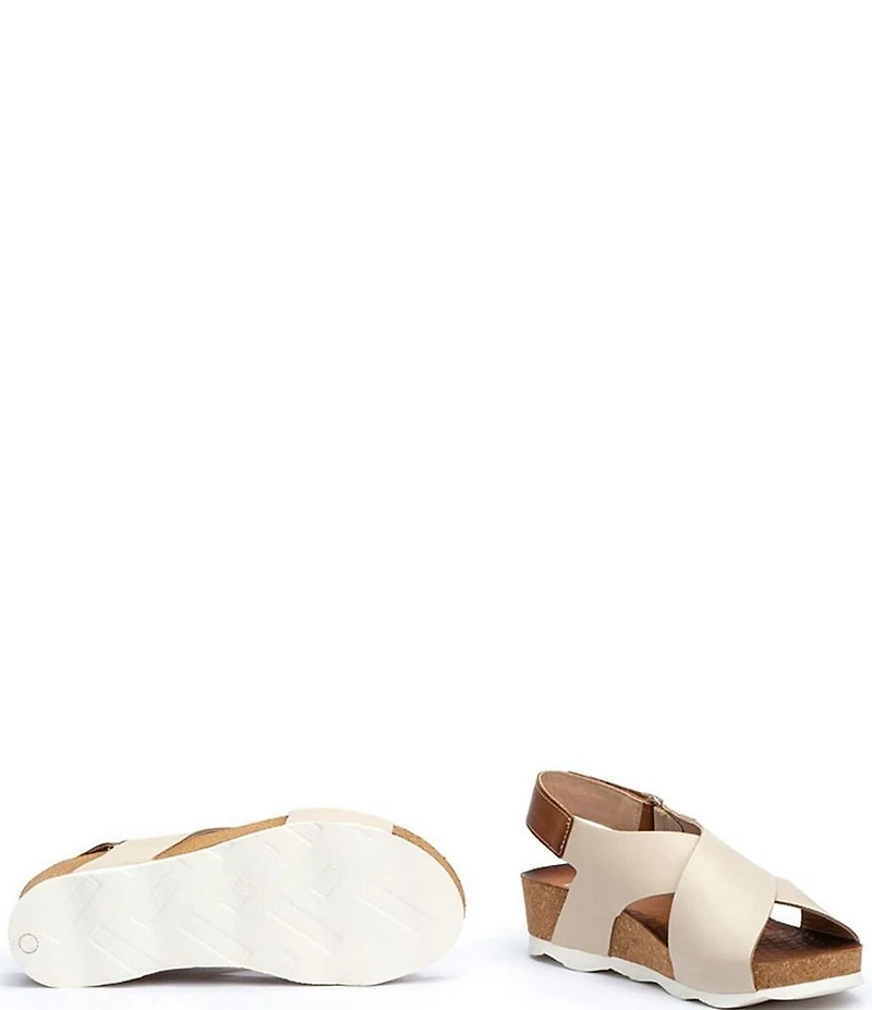 Pikolinos Mahon Leather Cross Strap Platform Wedge Sandals