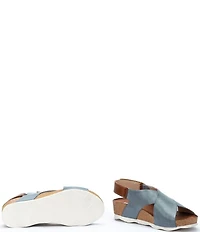 Pikolinos Mahon Leather Cross Strap Platform Wedge Sandals