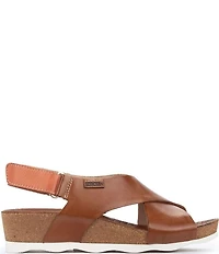 Pikolinos Mahon Leather Cross Strap Platform Wedge Sandals
