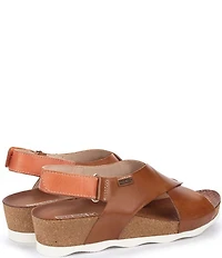 Pikolinos Mahon Leather Cross Strap Platform Wedge Sandals
