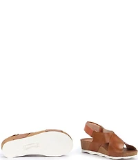 Pikolinos Mahon Leather Cross Strap Platform Wedge Sandals