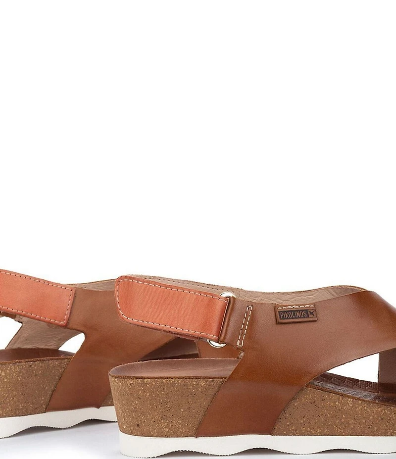 Pikolinos Mahon Leather Cross Strap Platform Wedge Sandals