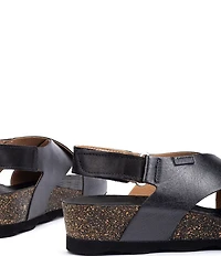 Pikolinos Mahon Leather Cross Strap Platform Wedge Sandals