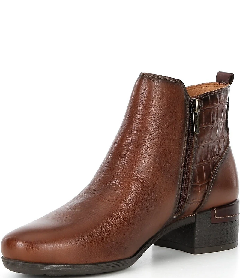 Pikolinos Malaga Leather Croco Embossed Booties