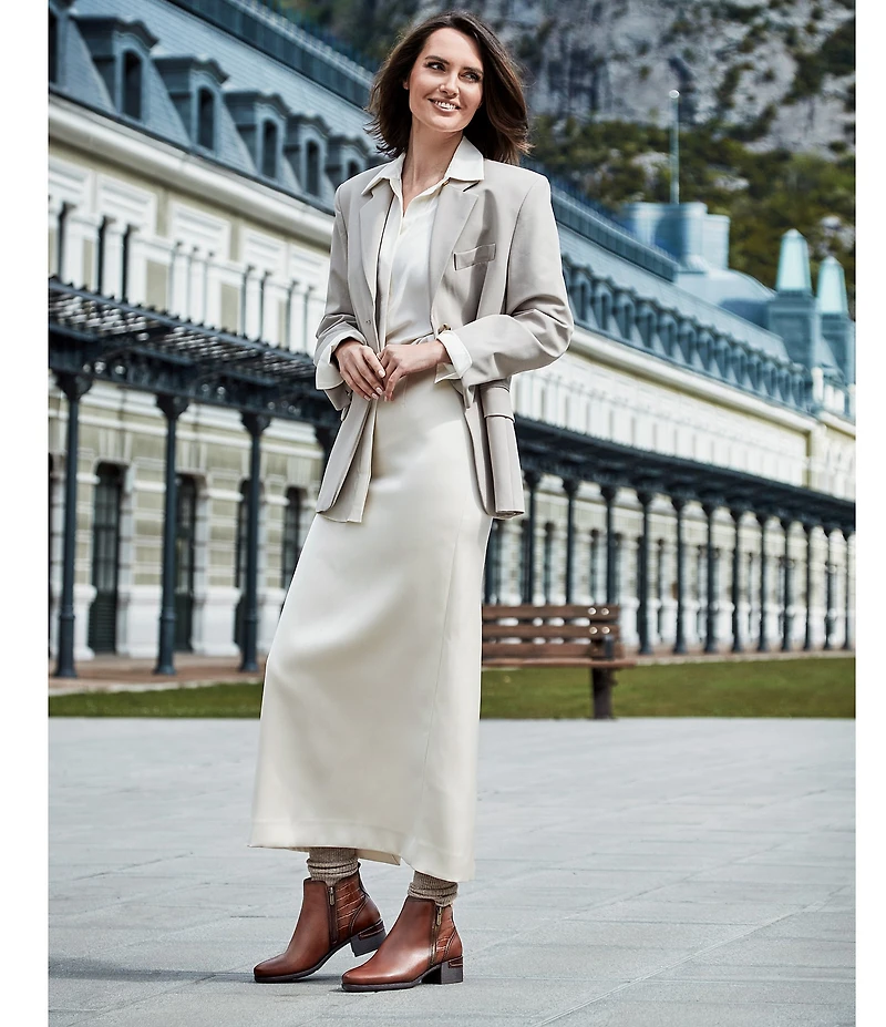 Pikolinos Malaga Leather Croco Embossed Booties