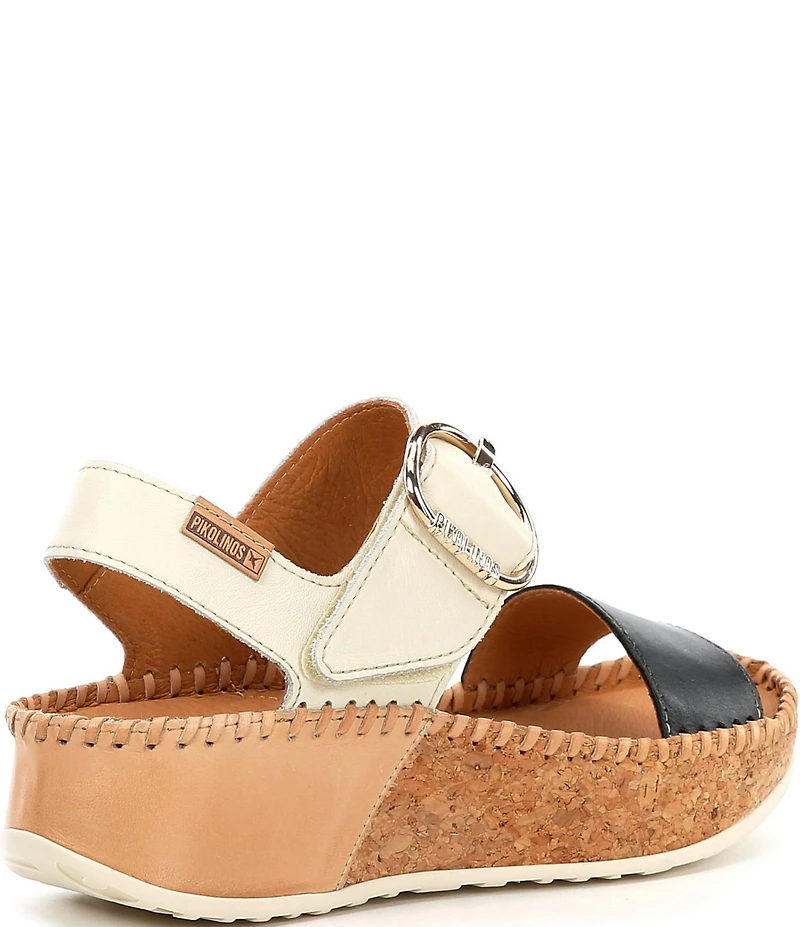 Pikolinos Marina Leather Cork Wedge Sandals