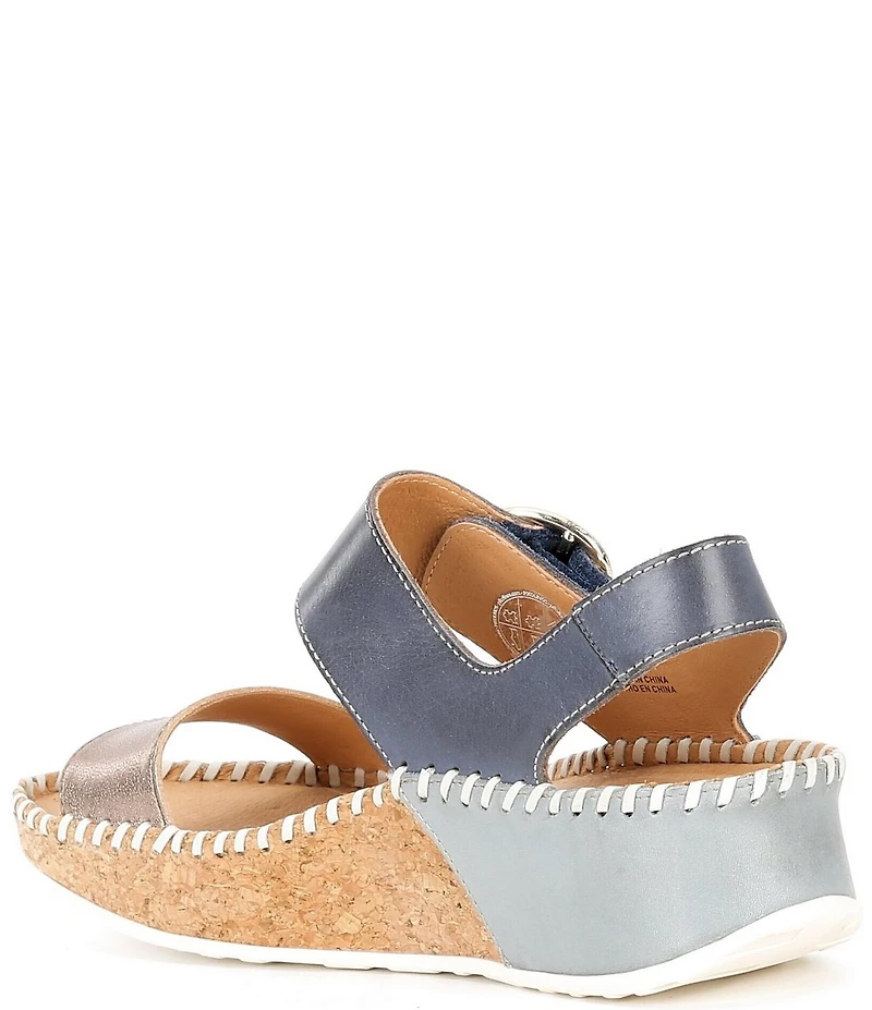 Pikolinos Marina Leather Cork Wedge Sandals