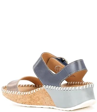 Pikolinos Marina Leather Cork Wedge Sandals