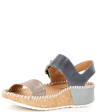 Pikolinos Marina Leather Cork Wedge Sandals
