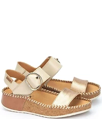 Pikolinos Marina Leather Cork Wedge Sandals