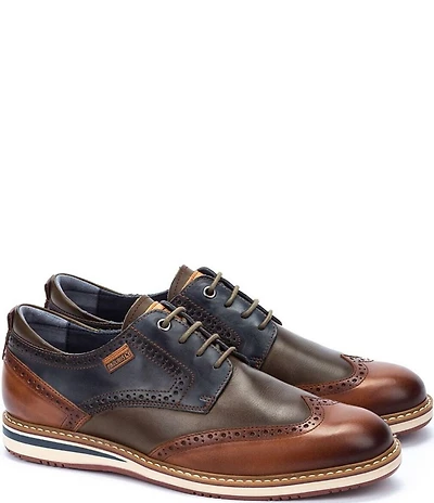 Pikolinos Avila Tri Color Leather Wingtip Brogue Lace Up Oxfords