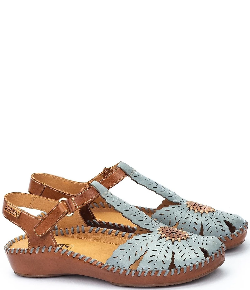 Pikolinos P Vallarta Perforated Leather T-Strap Sandals