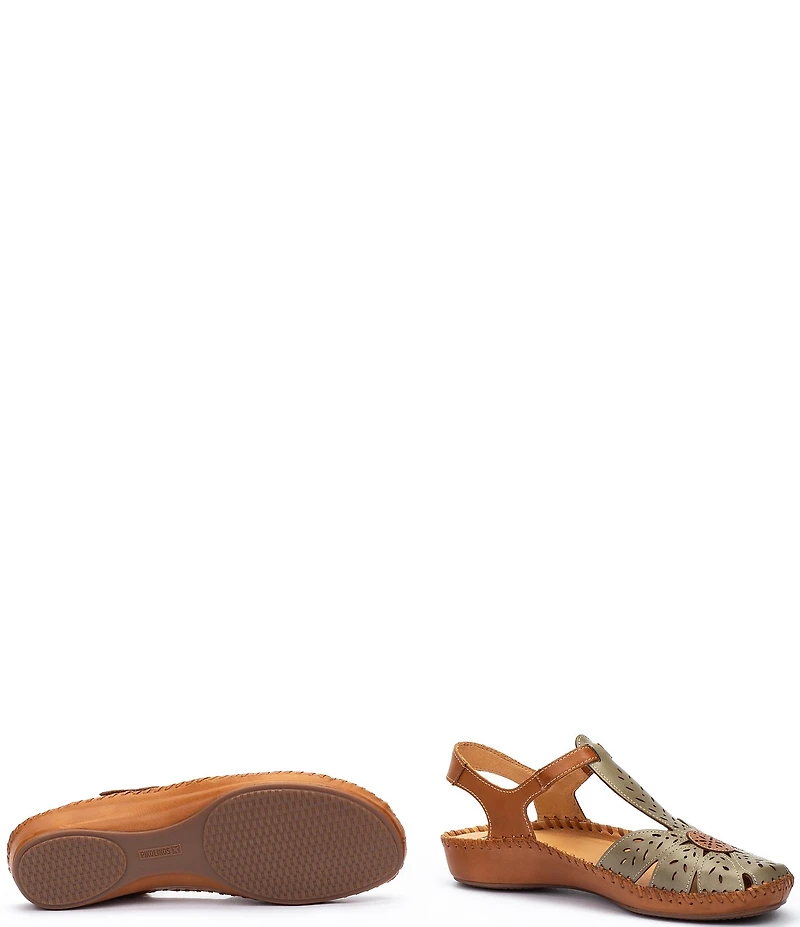 Pikolinos P Vallarta Perforated Leather T-Strap Sandals