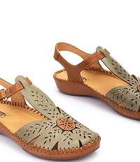 Pikolinos P Vallarta Perforated Leather T-Strap Sandals