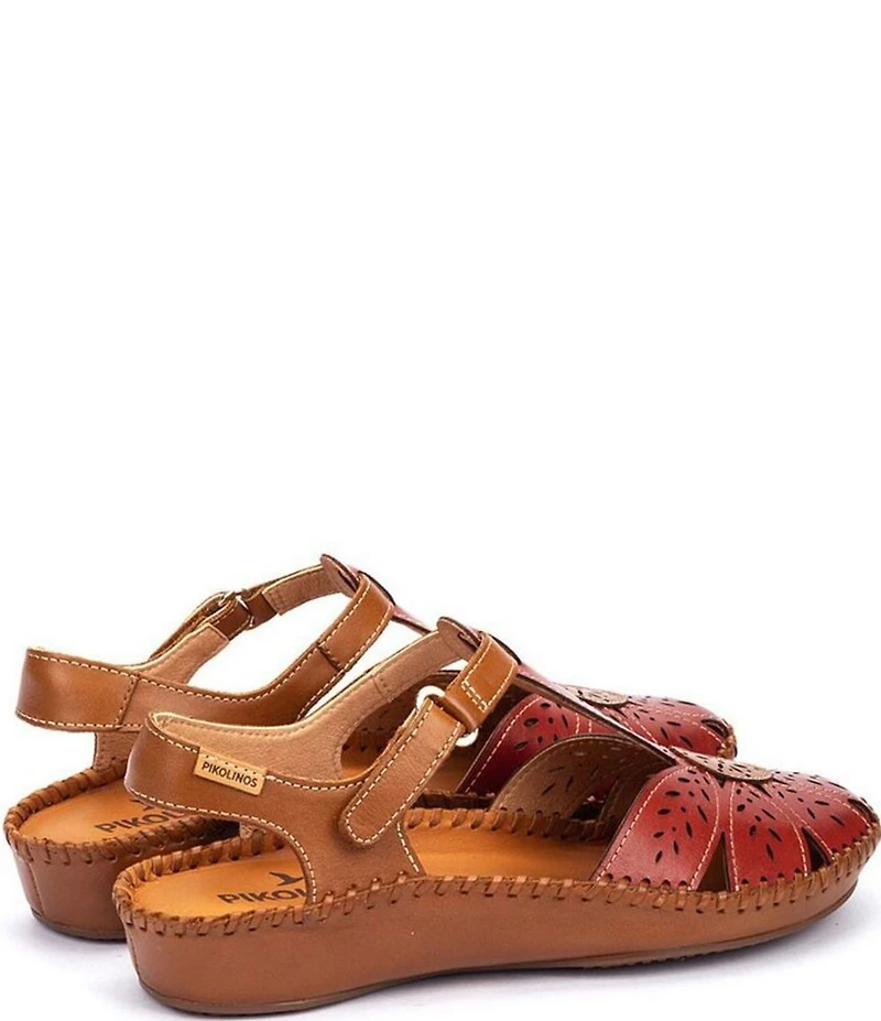 Pikolinos P Vallarta Perforated Leather T-Strap Sandals