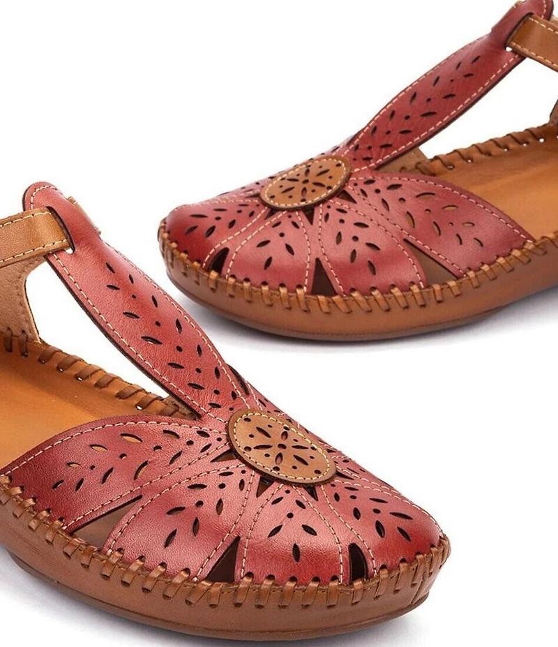 Pikolinos P Vallarta Perforated Leather T-Strap Sandals