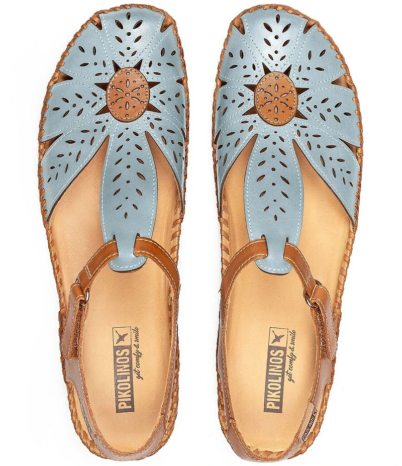 Pikolinos P Vallarta Perforated Leather T-Strap Sandals