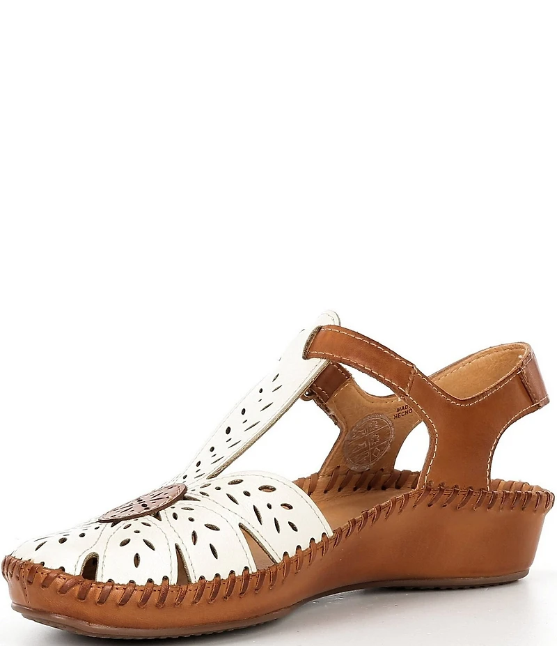 Pikolinos P Vallarta Perforated Leather T-Strap Sandals