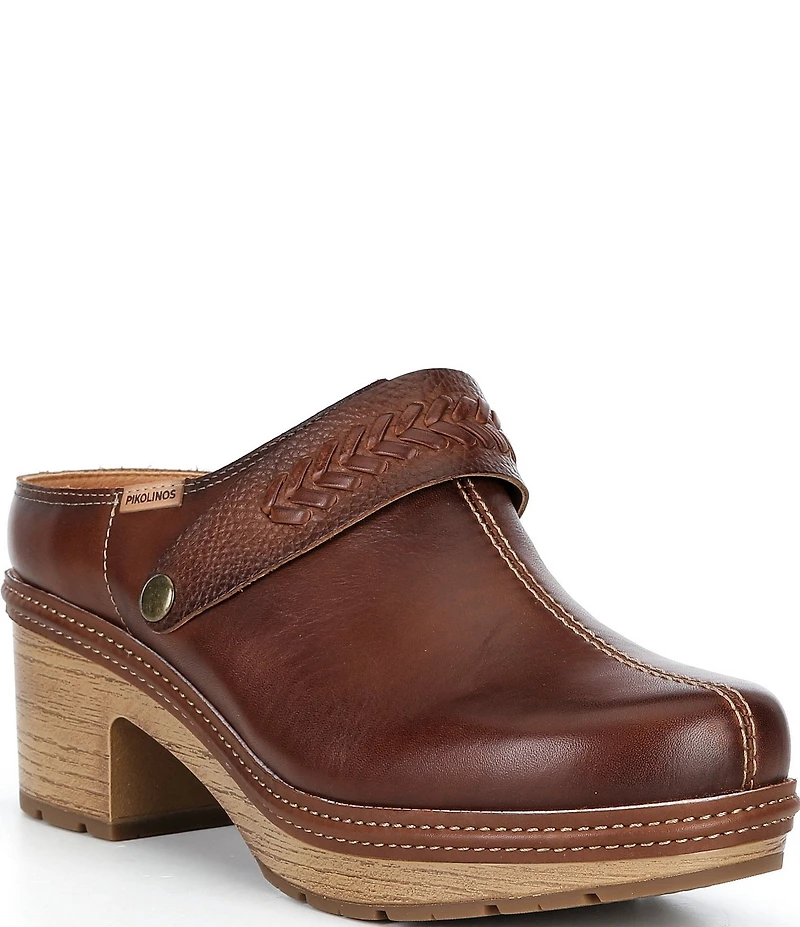 Pikolinos Sort Leather Clogs