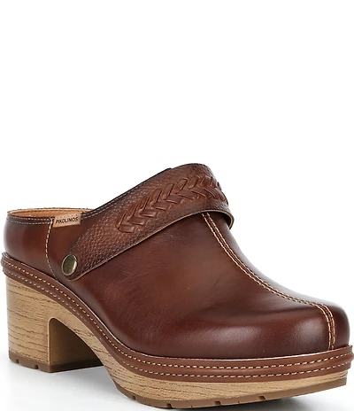 Pikolinos Sort Leather Clogs