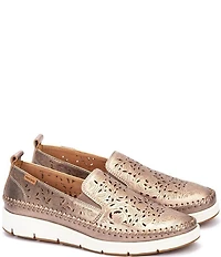 Pikolinos Tenerife Leather Etched Cut Out Wedge Loafers