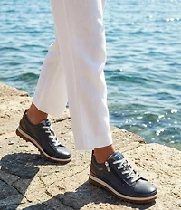 Pikolinos Vigo Zip Lace Up Water-Resistant Leather Oxford Sneakers