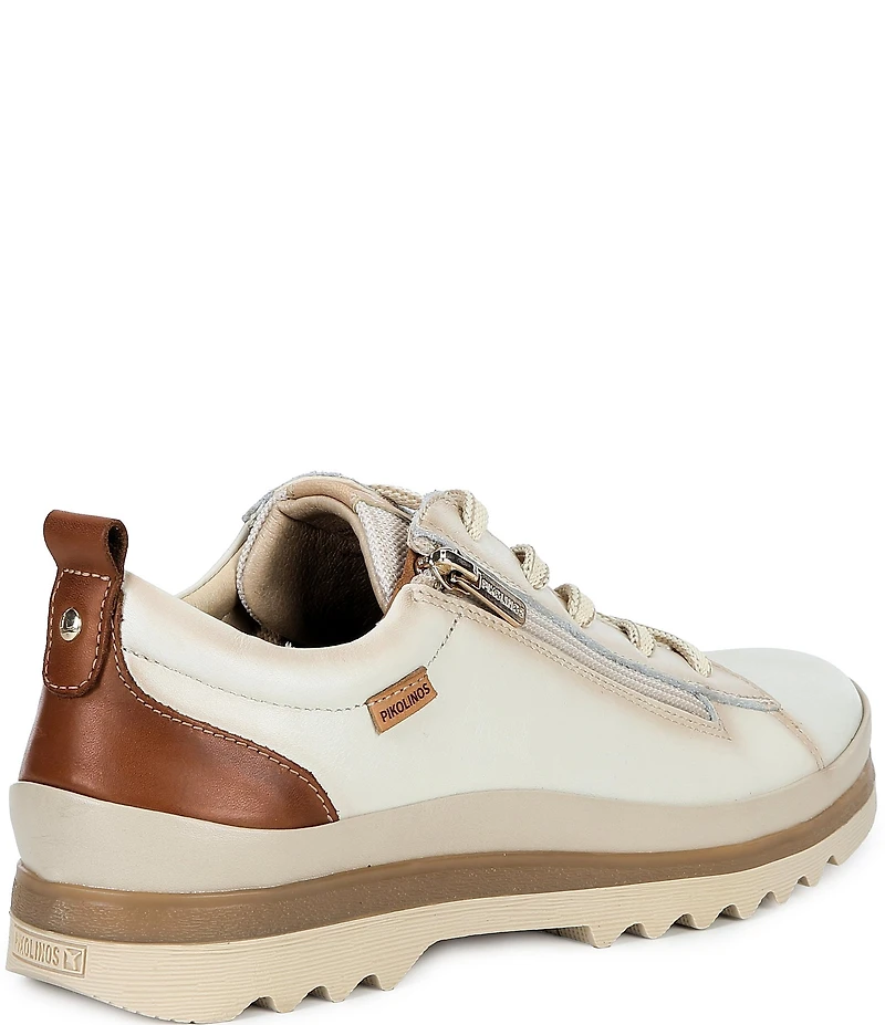 Pikolinos Vigo Zip Lace Up Water-Resistant Leather Oxford Sneakers