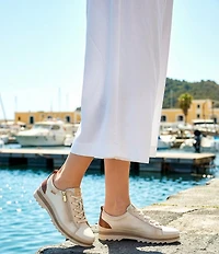 Pikolinos Vigo Zip Lace Up Water-Resistant Leather Oxford Sneakers