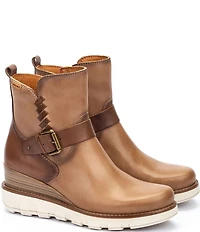Pikolinos Women's Sanlucar Leather Buckle Hardware Wedge Booties