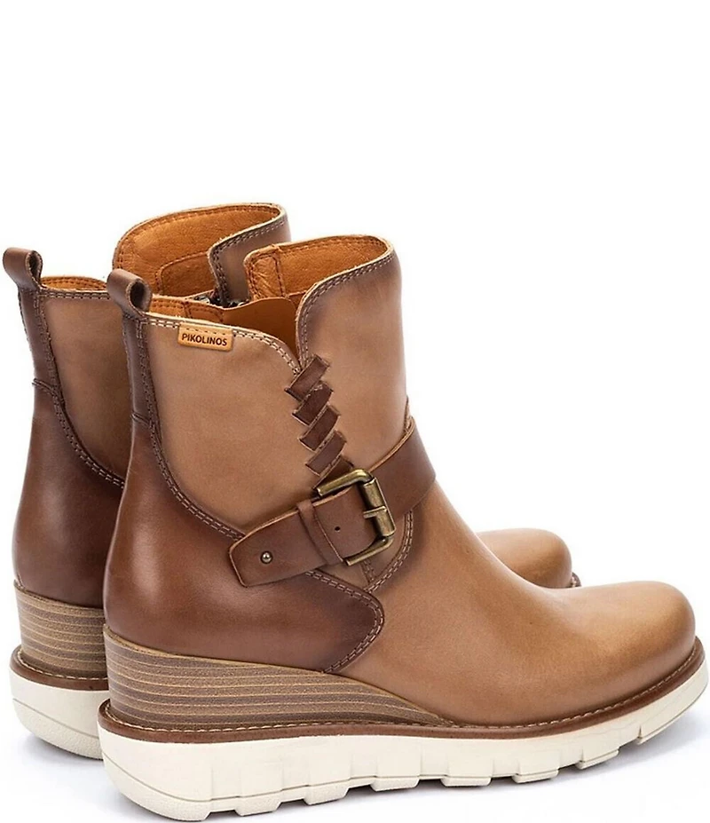 Pikolinos Women's Sanlucar Leather Buckle Hardware Wedge Booties