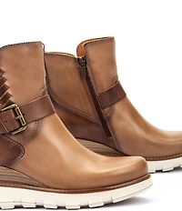 Pikolinos Women's Sanlucar Leather Buckle Hardware Wedge Booties