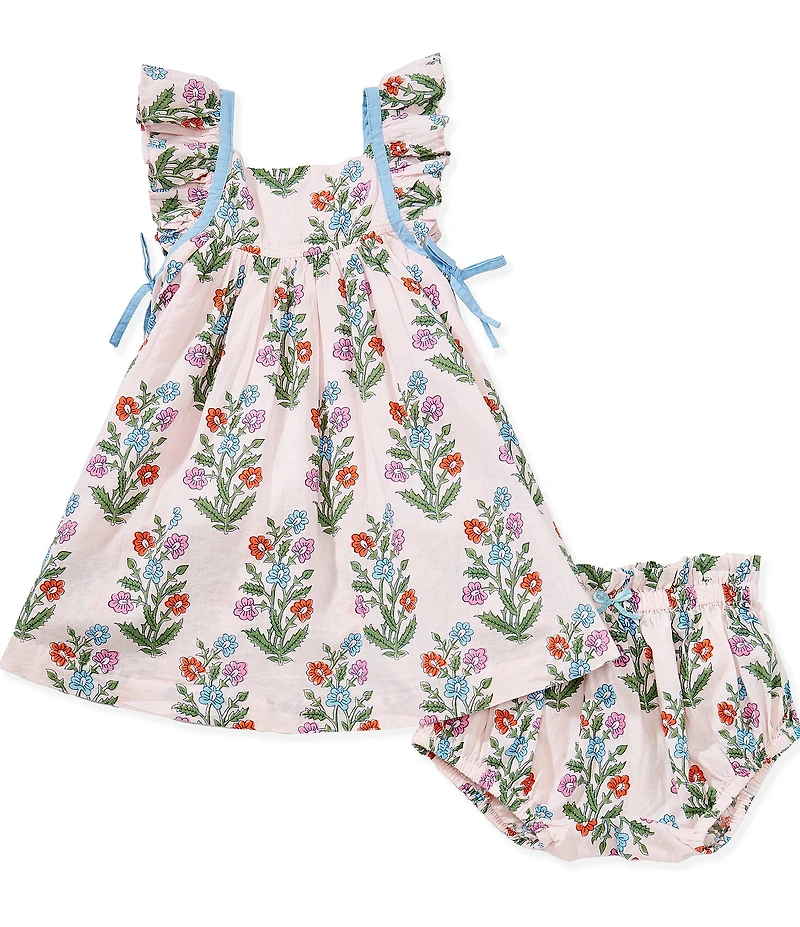 Pink Chicken Baby Girls Dewdrop Block Print Ailee Dress