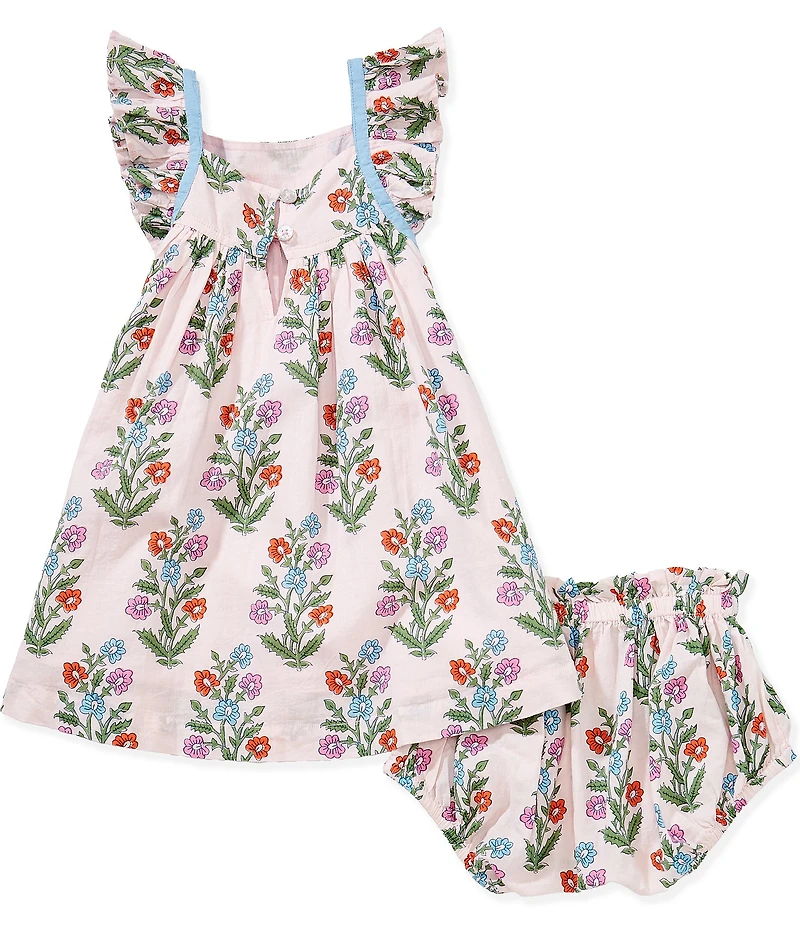 Pink Chicken Baby Girls Dewdrop Block Print Ailee Dress